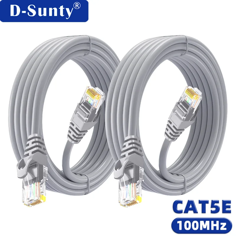 

D-Sunty Cat5e Ethernet Cable 50FT – Grey White Round LAN Network Internet Cable Flexible CCA RJ45 Patch Cord for Router PC