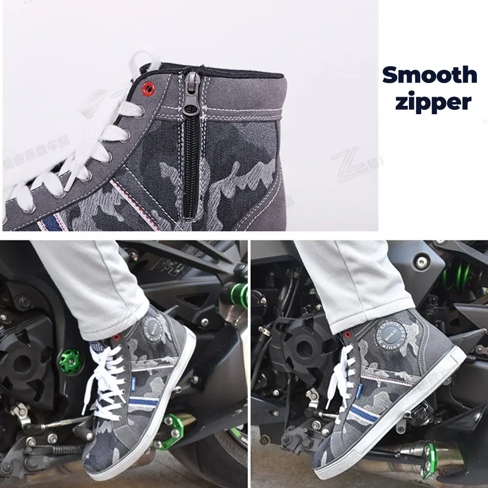 las zapatas de montar de los hombres de la motocicleta botas de ciclismo diarias moto todoterreno transpirable camuflaje duradero cómodo suave altamente elástico