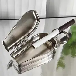 Mini Coffin Ashtray Metal Cool Ashtray With Lid Creative Windproof Portable Coffin Ashtray Car Keychain Ash Organizer For Travel