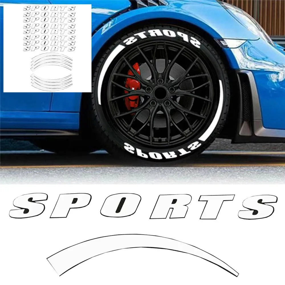 

8 Pcs Sets Car Tire Stickers White Letter Stickers PVC Rubber Tire Letters for Car and Motorcycle Tire Decoration Type 2