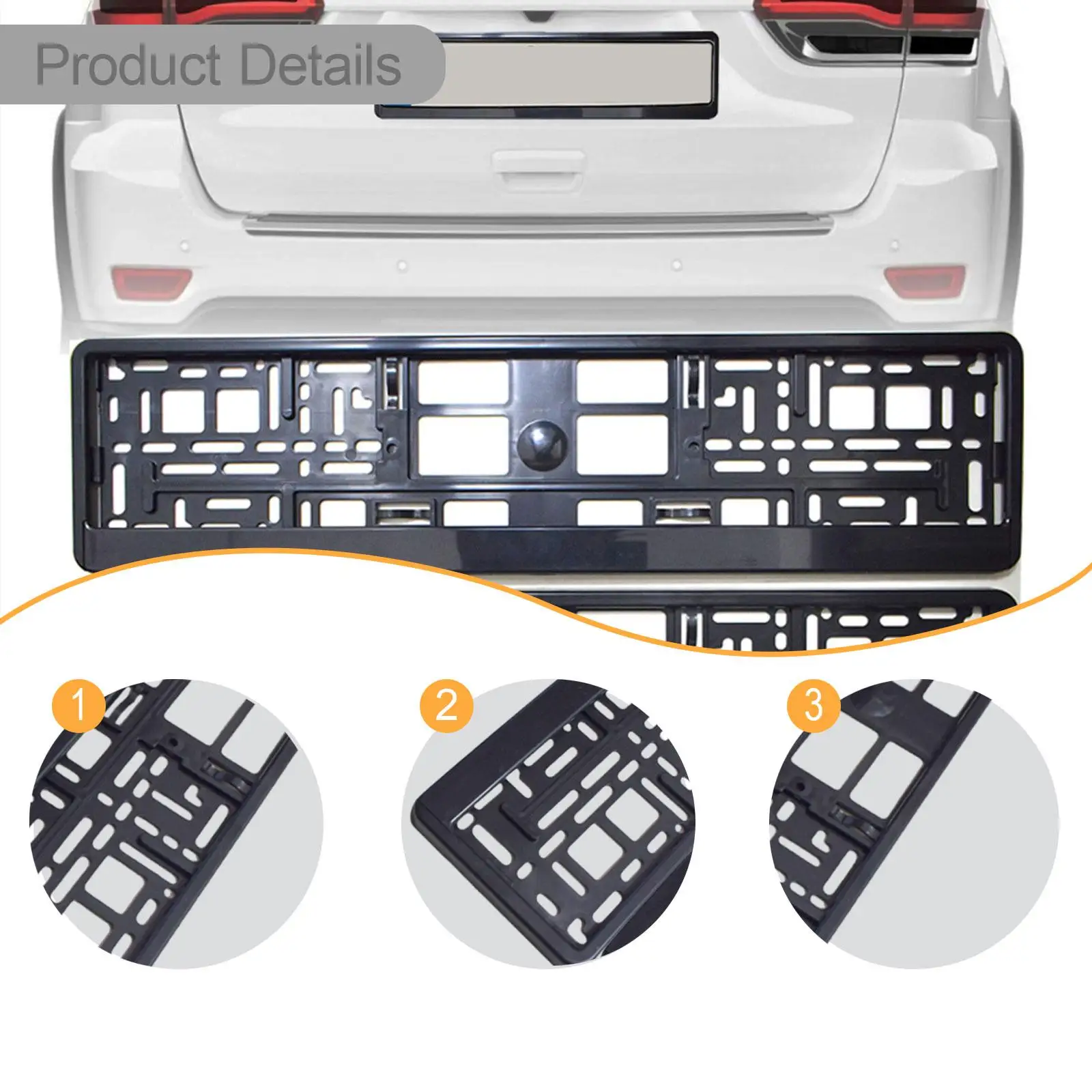 High Strength ABS License Plate Frame Secure Clip Design Sturdy Car Accessory for European Vehicles Universal Fit Replacement