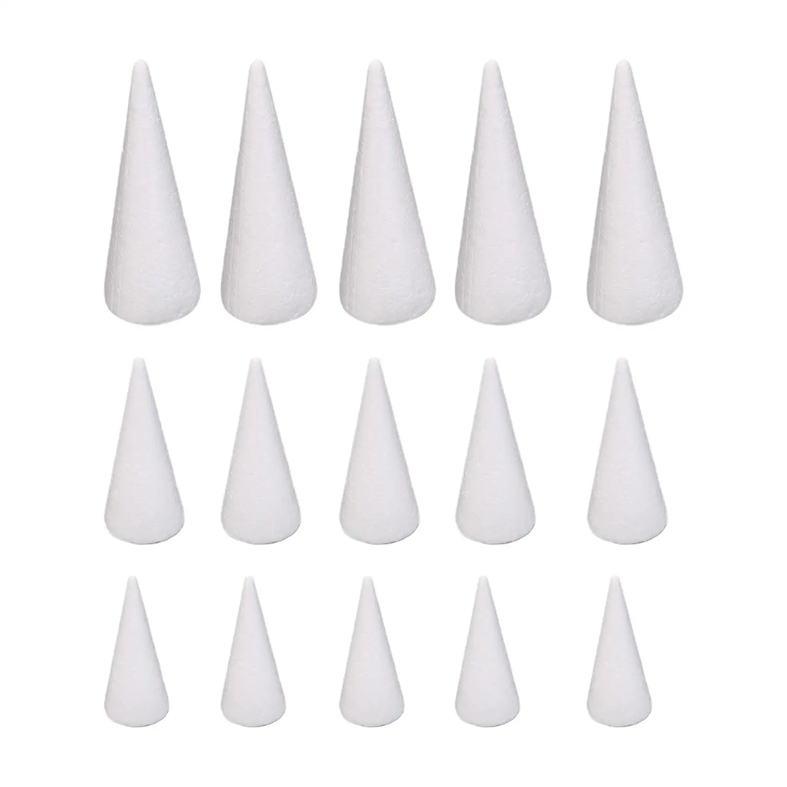 

15 пенопластовых конусов для рукоделия, декораций, домашних проектов, белые полистирольные конусы для мероприятий, праздников, свадеб, фестивалей, рождественских елок