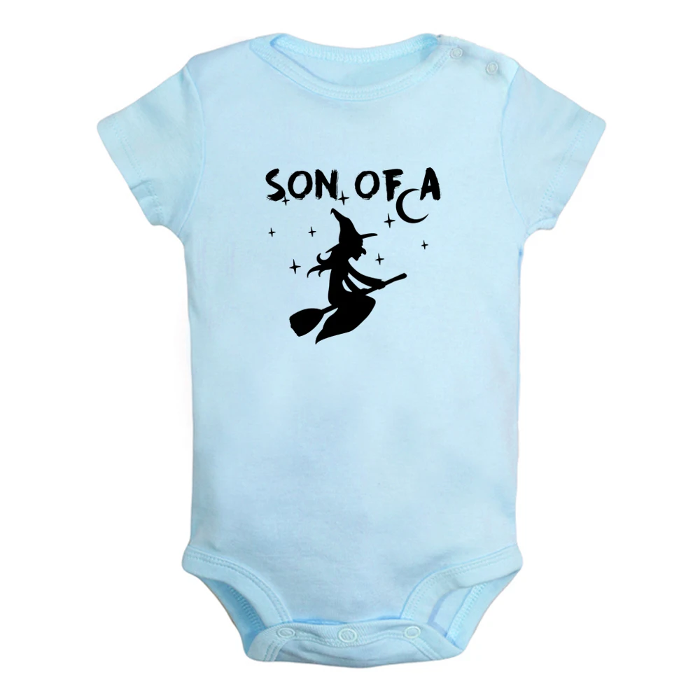 Son of a Witch Fun Halloween Graphic Baby Bodysuit Cute Boys Girls Rompers Infant Short Sleeves Jumpsuit Newborn Soft Clothes