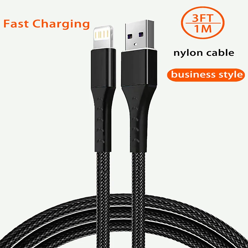 20W USB A To Lightning Fast Charging Cable Nylon Data Cable For iPhone 14 13 12 11 Pro Max iPad USB A To iOS Data Cable Charger