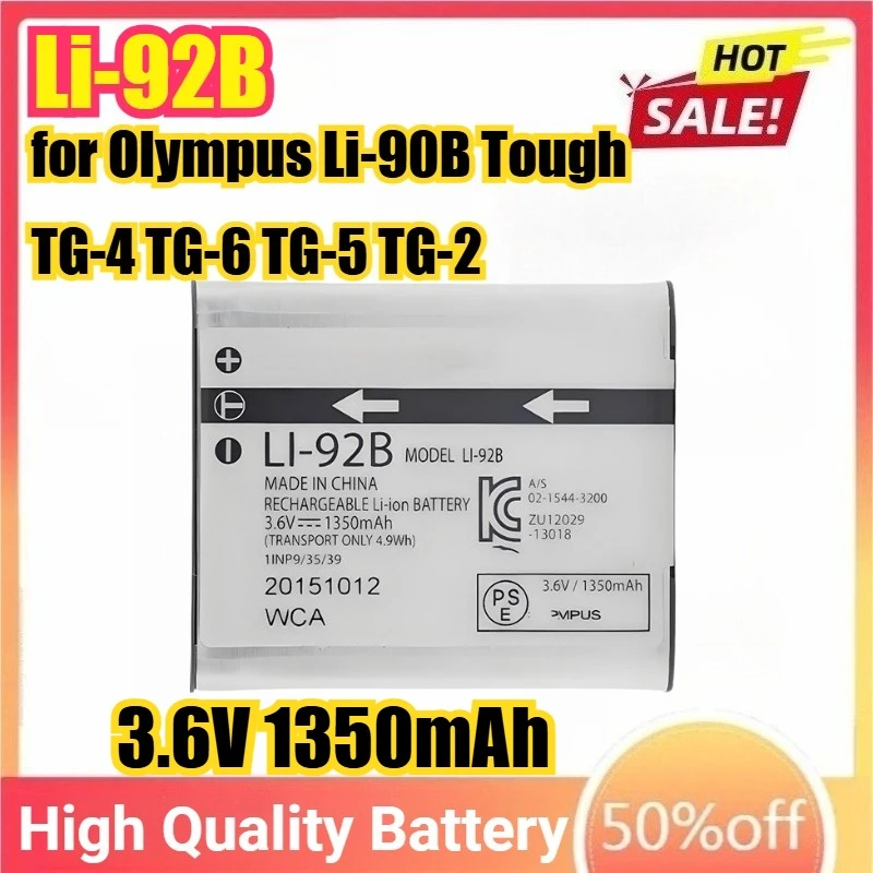 

Li-92B Li92B Camera Battery for Olympus Li-90B Tough TG-4 TG-6 TG-5 TG-2 TG-1 IHS SH-1 SH-2 SH-60 SH-50 IHS XZ-2 iHS SP-100