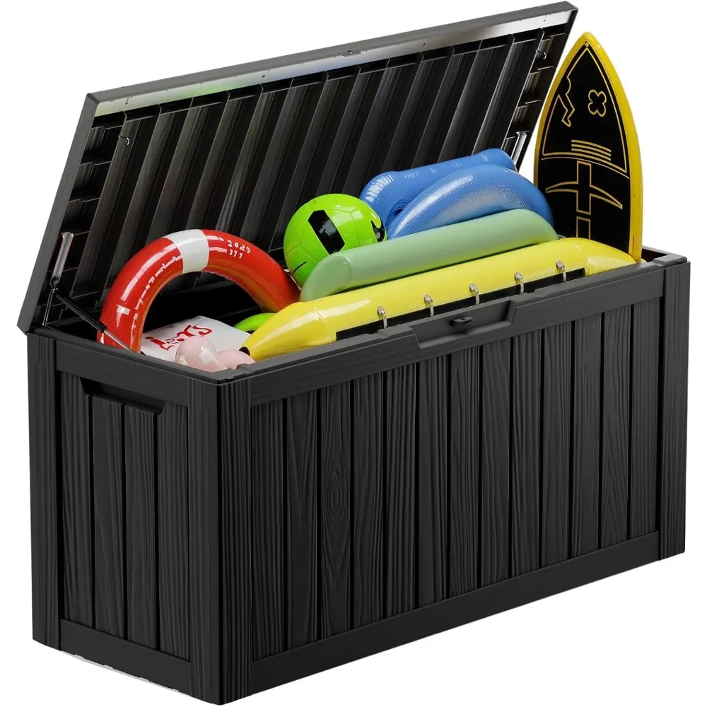 

80 Gallon Resin Deck Box Storage Outdoor Waterproof Boxes Lockable UV Resistant Container for Patio Furniture Cushions Pool Supp