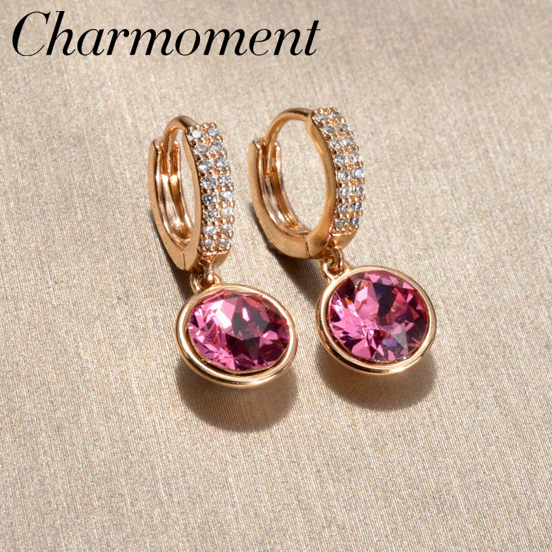 

Charmoment Jewelry Drop Earrings Hanging Crystal Korean Simple Zircon Circle Ear ring Girl Women Jewellery Accessories Wholesale