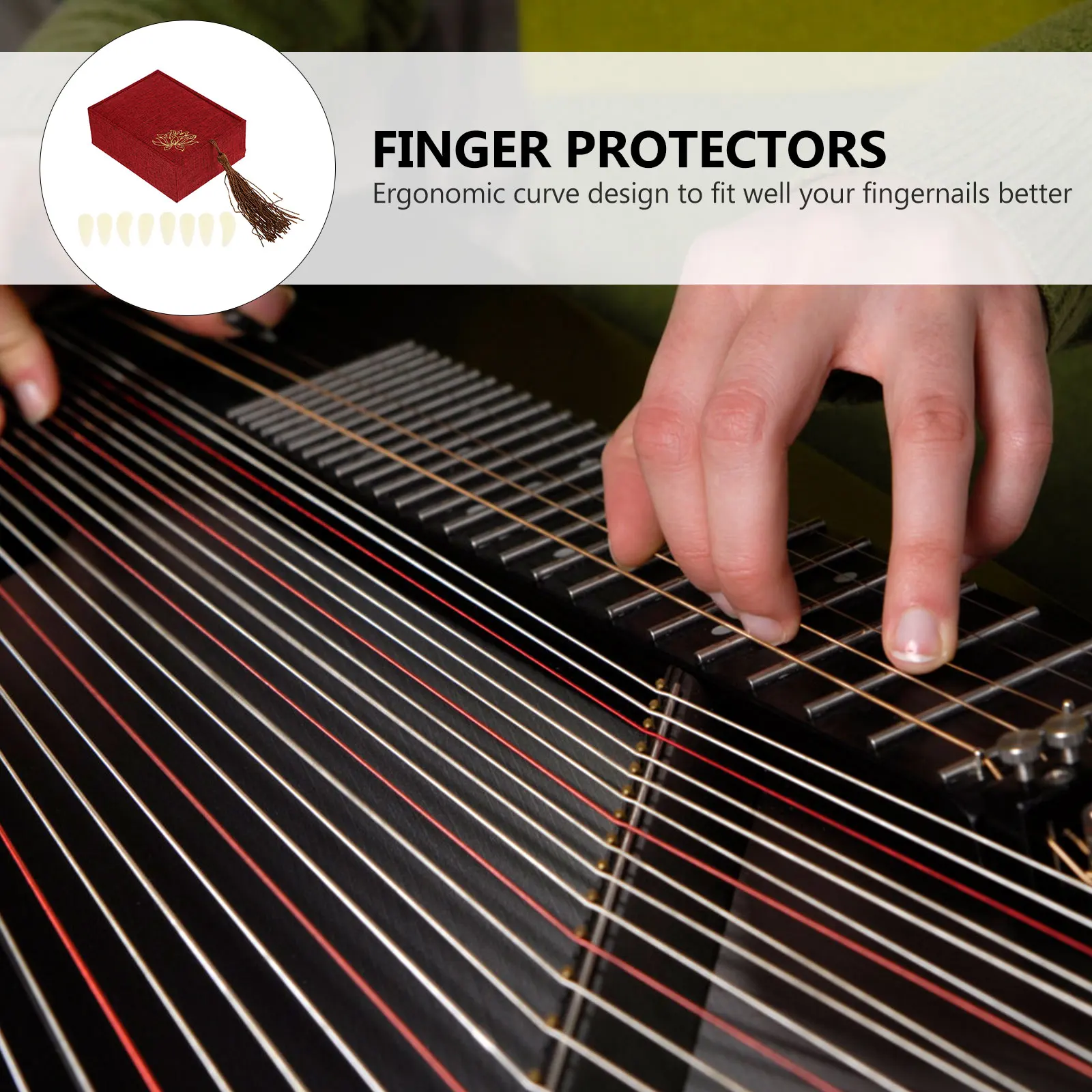 

Guzheng Nails Fake Finger Picks Pipa Accessories Covers Wearable Instrument Manicure Ergonomic Design Comfortable Portable Long