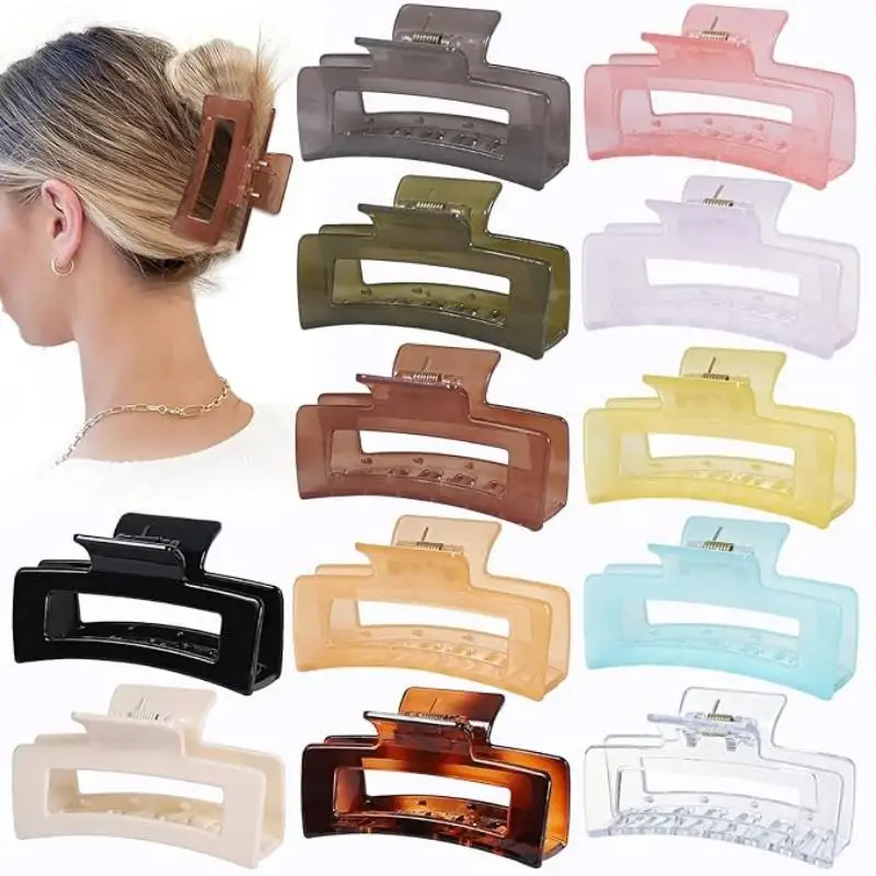 

Dowell Pc Material Jelly-colored Simple Gripper Fresh Square Hair Accessory (12-piece Set)