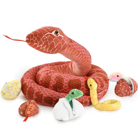 MorisMos Snake Stuffed Animals Plush Toy 120 Inch Giant Stuffed Animals Snake with Babies Large Snake Plush Toy for Kids Party