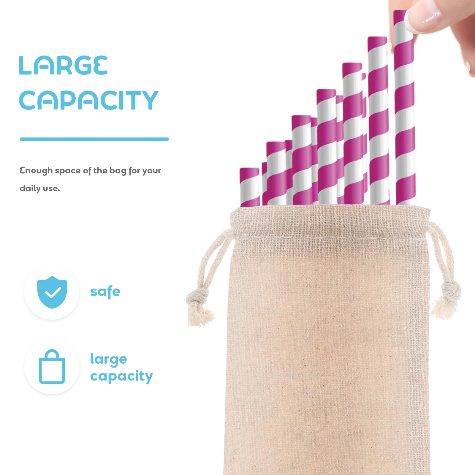 

10 pcs Cotton Linen Straw Storage Bag Drawstring Pouch For Reusable Straws Portable Cutlery Organizer Travel Case Small Burlap