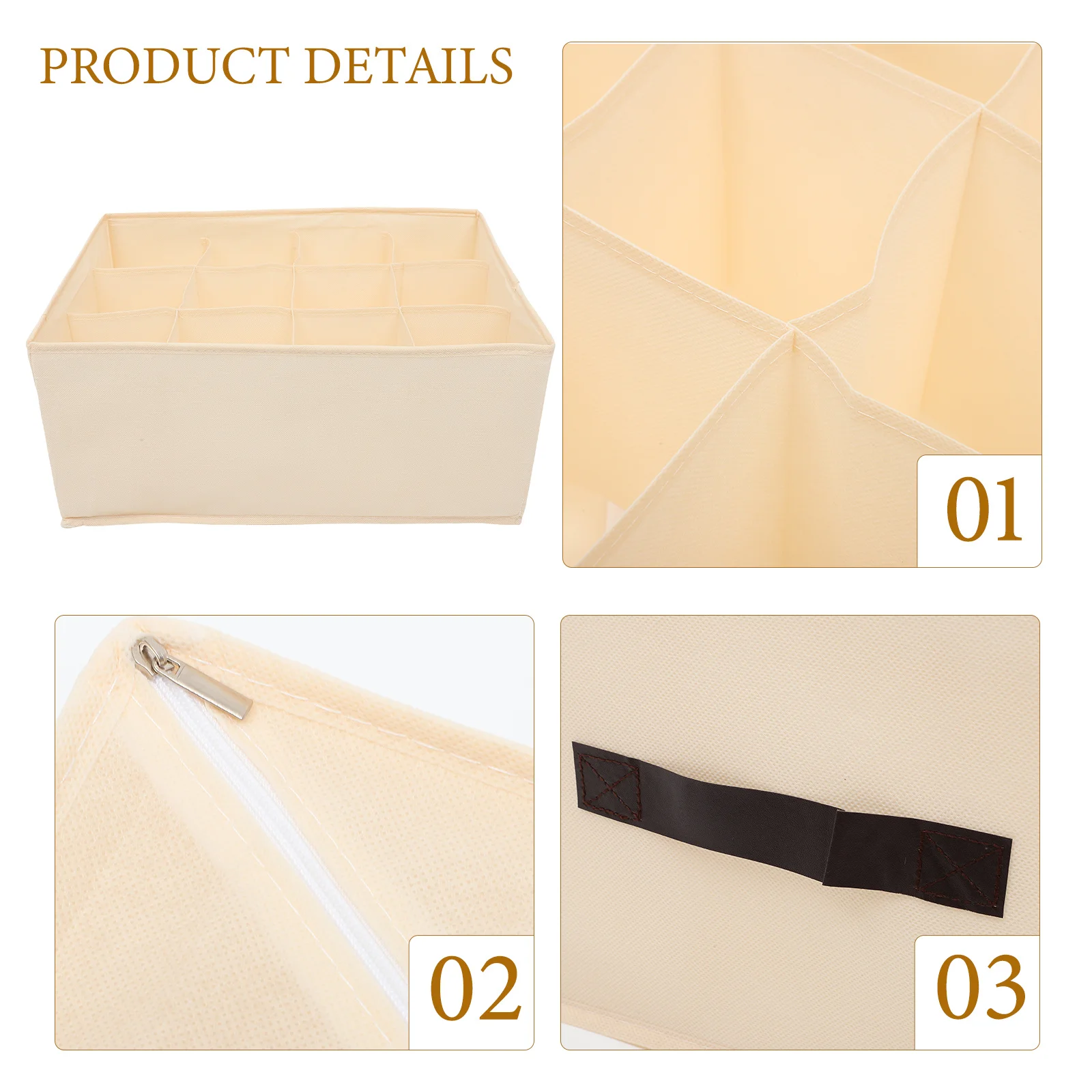 

Closet Organizer Clothes Storage Box with Compartments for Underwear Socks Bras Foldable Wardrobe Drawer Divider Non-Woven