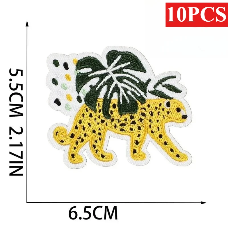 Embroidery Cloth Label Jungle 10PCS BULK Wind Chime Cheetah Patch Cartoon Sun Embroidery Sticker Bag Decoration Sticker