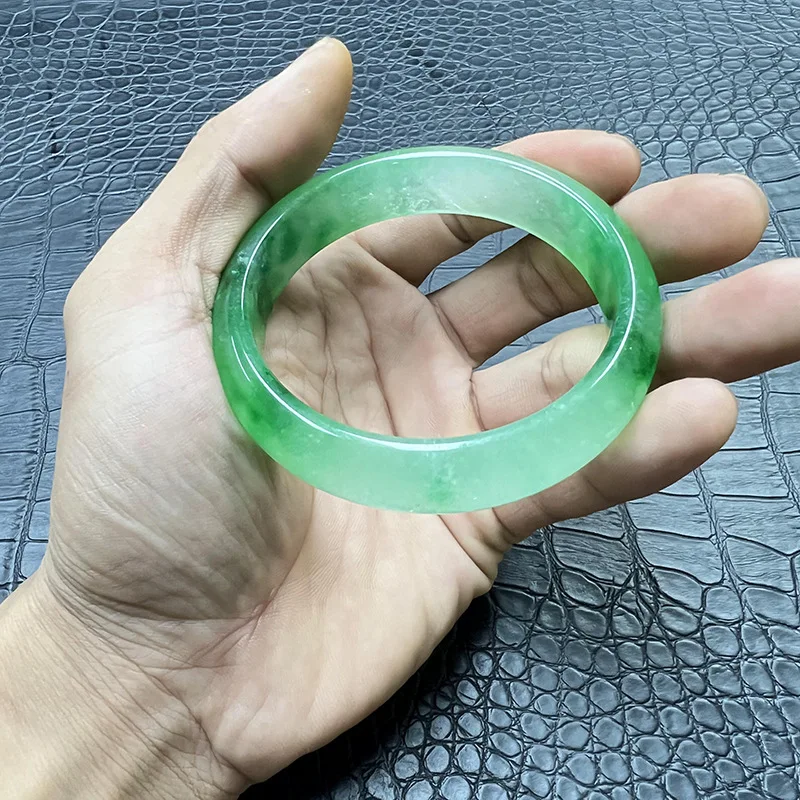 Ice type women's jade bangles for women quartzite floating green jade bracelet high grade jade bracelet ladies