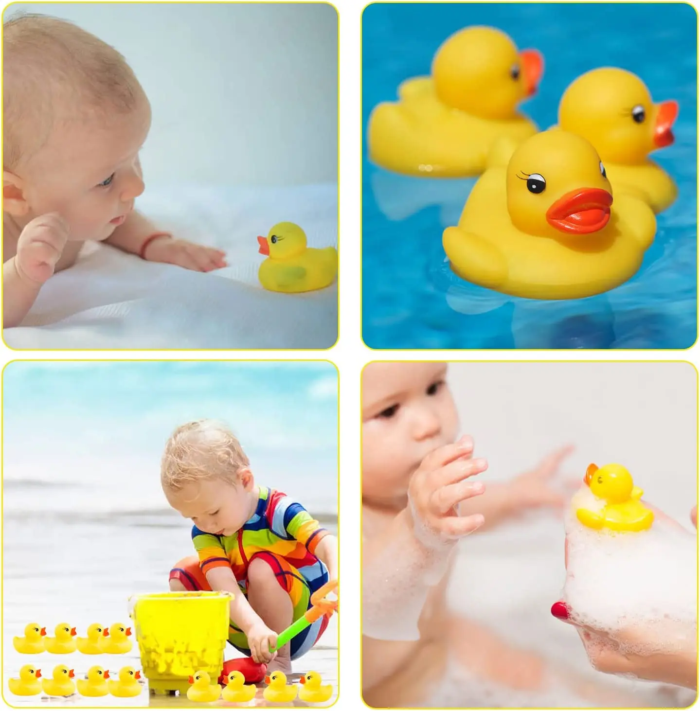 Patos De Borracha Amarela Com Squeeze Sound, Decoração De Festa De Aniversário, Presente De Sala De Aula, Atividade De Piscina De Praia De Verão, Jogo De Carnaval, 50 Pcs