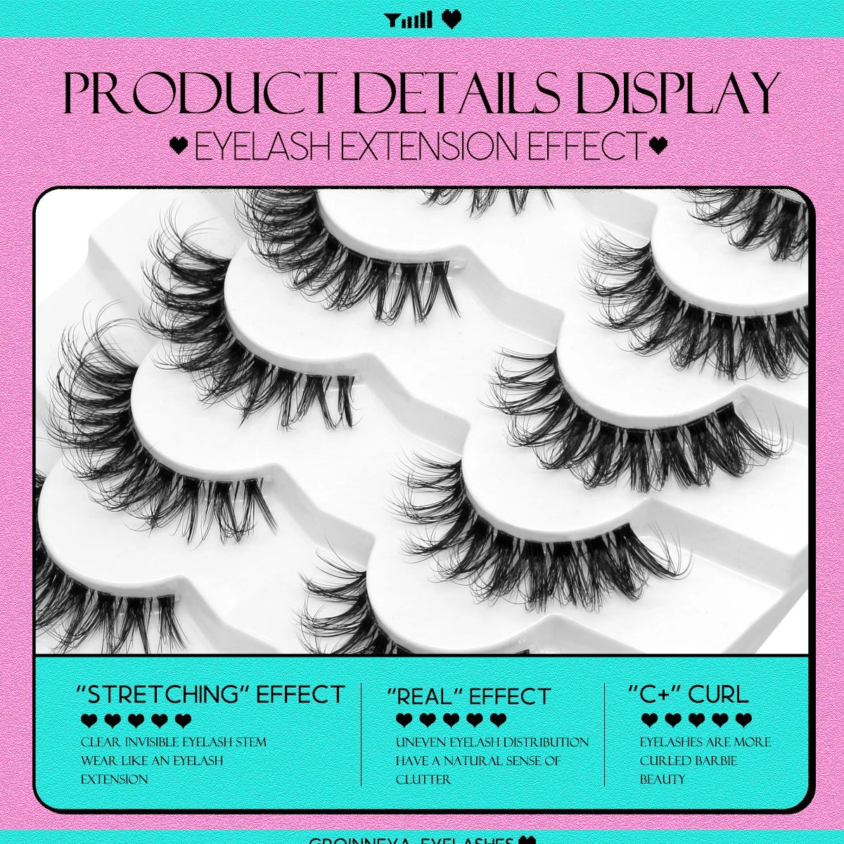 GROINNEYA-pestañas de visón Wispy, banda Invisible, aspecto como extensiones, tira, aspecto Natural, suave y esponjoso, 5/7 pares