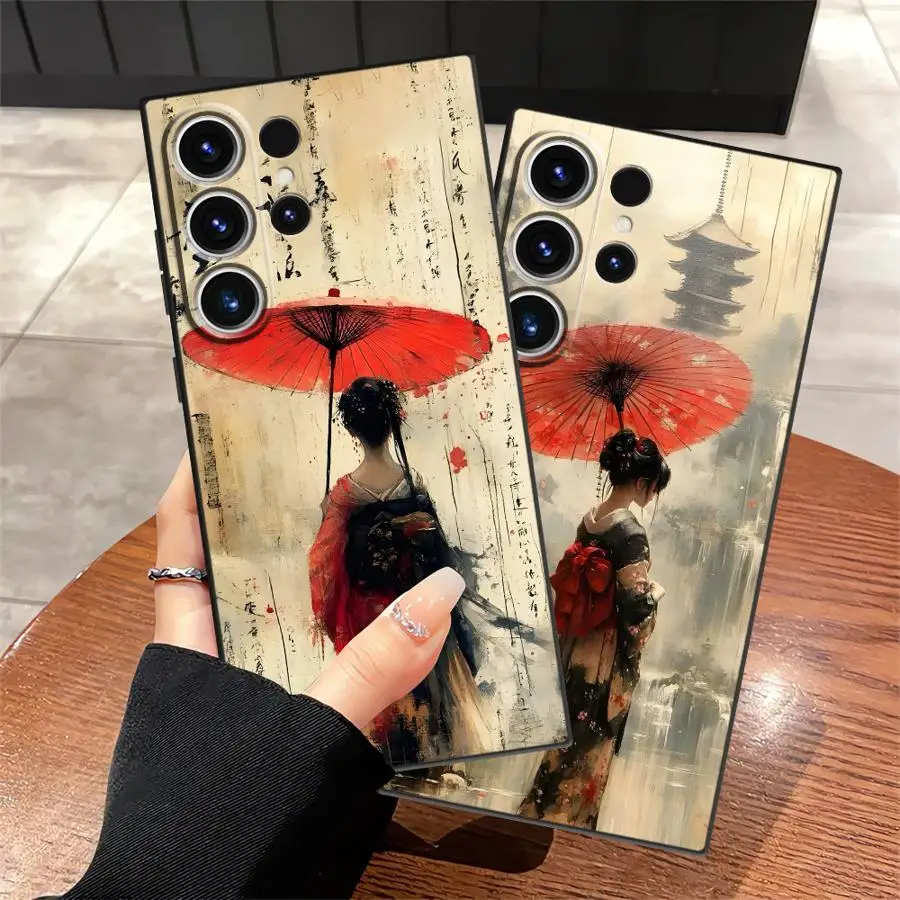 Cartoon Retro Girl Case for Samsung Galaxy S26 Ultra S23 Note 20 8 9 10 S21 FE S20 Ultra S10 S9 S24 S25 Plus Funda Phone Cover 