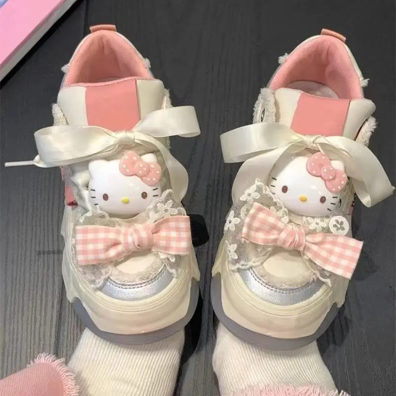 Hello Kitty Board Shoes Cute Tennis Shoes Women Casual Sneakers Cartoon Girls Basket Shoes Fashion Lady Sport Shoes  Size 35-40