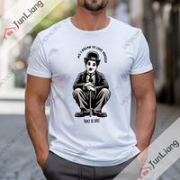 Retro movie Charlie Chaplin, unisex T-shirt, unique hip-hop street style print fun top Millennium Bug short-sleeved shirt