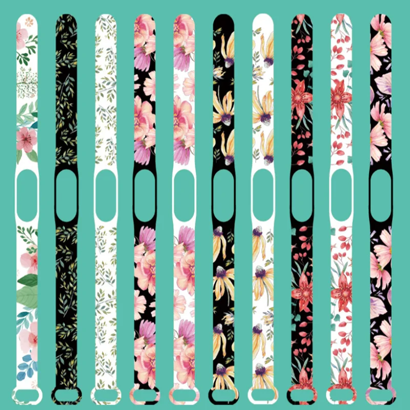 printing style Flowers Strap For Mi Band 3 4 5 6 Silicone Wrist Strap For XiaoMi MiBand 6 sports strap for mi band 5 4 bracelet