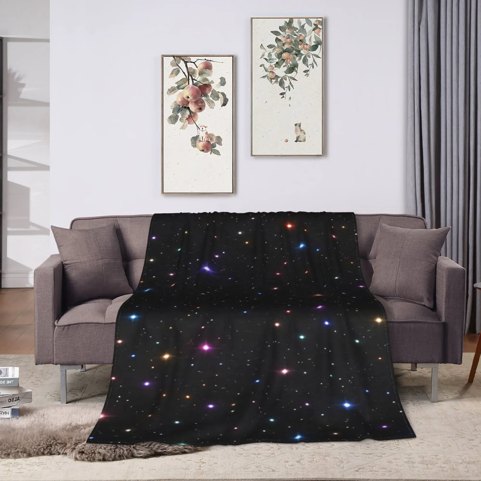 Astrology Zodiac Moon and Stars Blanket Quality Soft  Throw Blanket Winter Picnic Couch Bed Print Bedspread