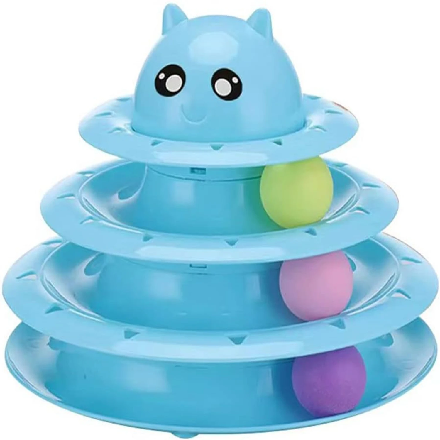 

Cat Toy Roller 3-Level Turntable Cat Toys Balls with Three Colorful Balls Interactive Kitten Fun Mental Physical Exercise Puzzle