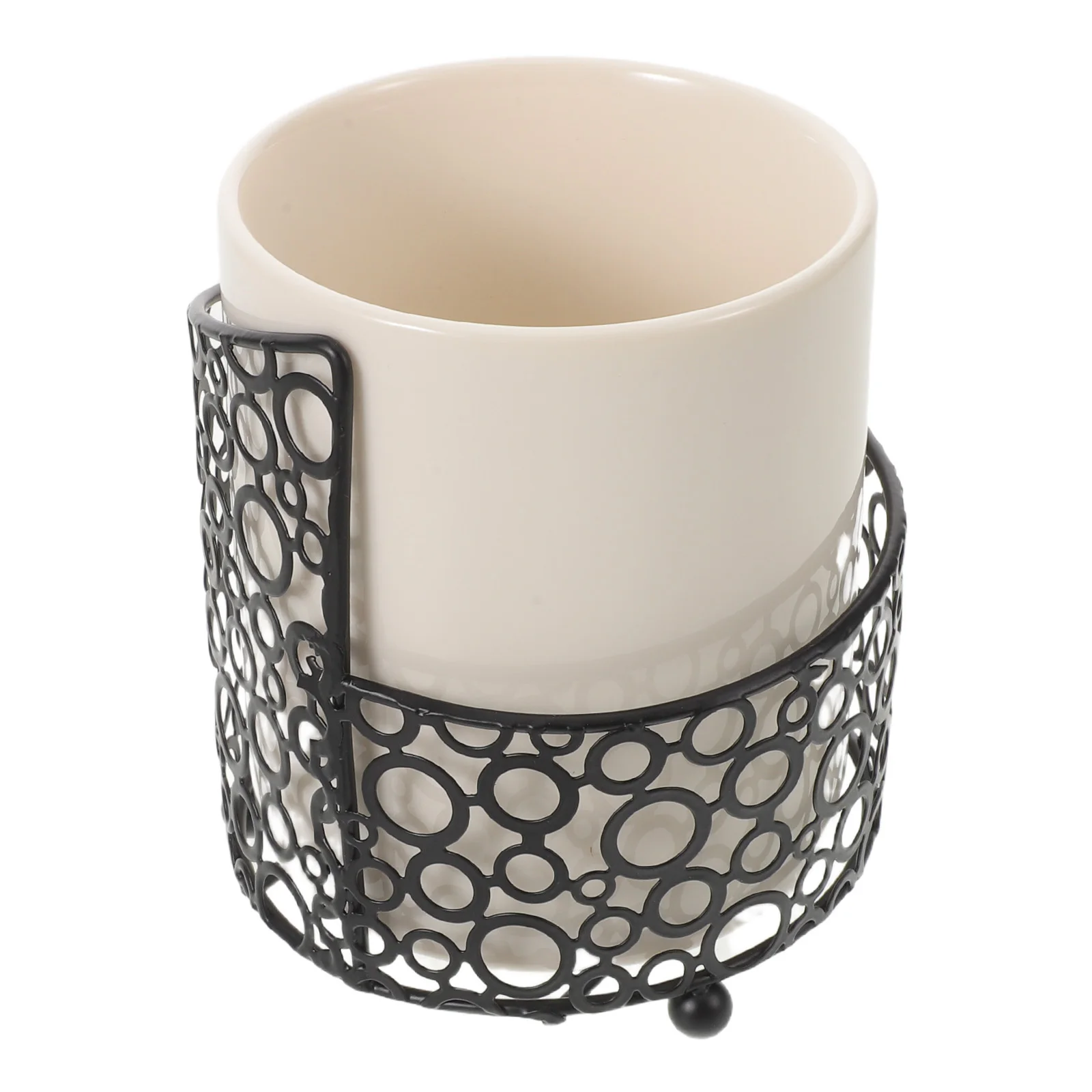 

Ceramic Storage Jar for Coffee Bar Utensils - Small Spoon Holder Cup with Wide Opening Stable Base Flatware Organizer Kitchen