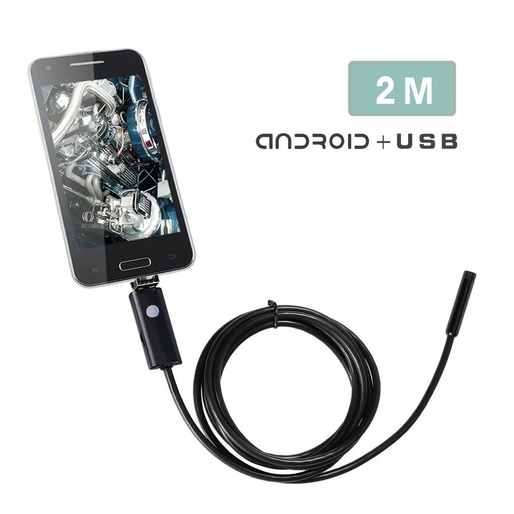 防水ip67ケーブルカメラ,2 in 1, 5.5mm, 7.0mm, 8.0mm, 2m, Android, PC,6led,hd内視鏡,検査,usb,2m 5 m、10m