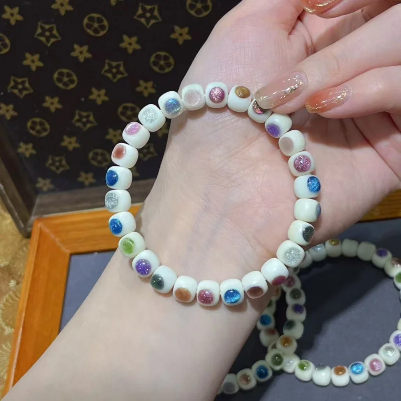 

White Jade Bodhi Multi-Treasure's Eye BraceletdiyBuddha Bead Bracelet Accessories