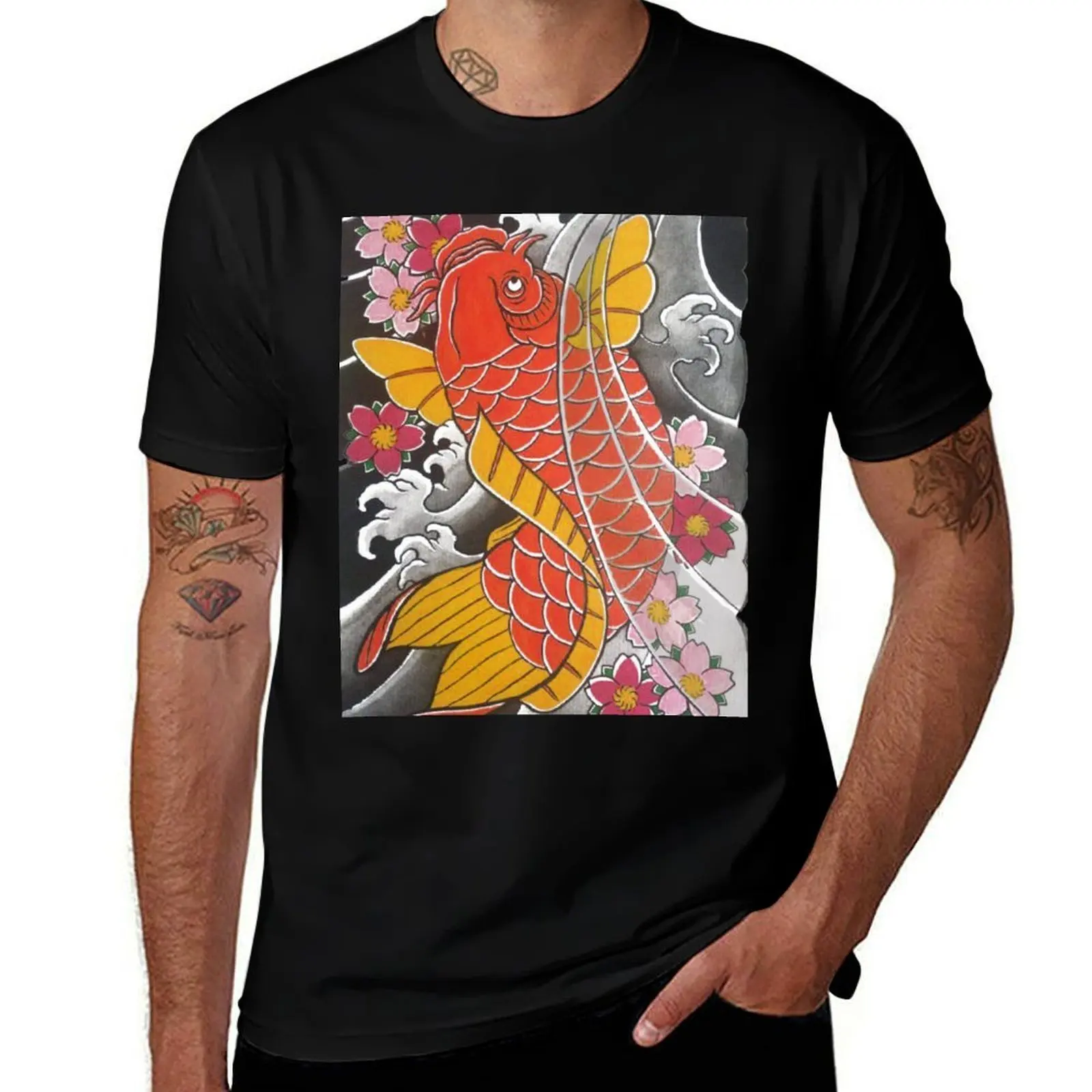 

Koi x Sakura T-Shirt Trendy Pattern T-Shirt for Men