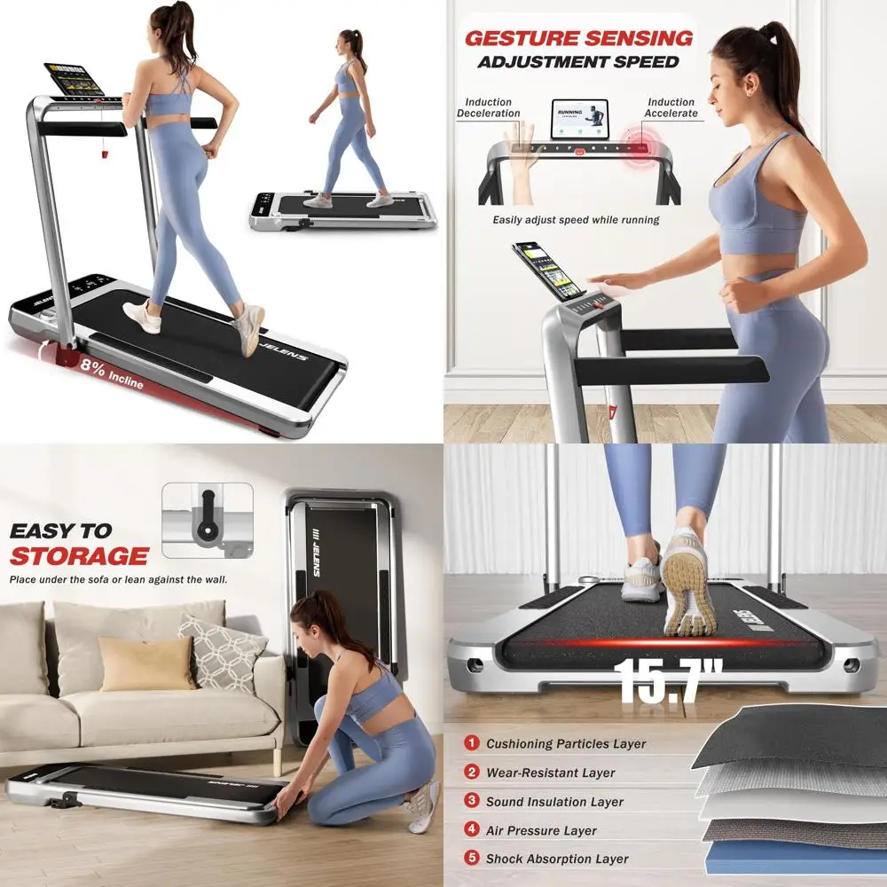 جهاز سير محمول 2 في 1 قابل للطي مع مائل للمكتب المنزلي - سعة 330 رطل، محرك 2.5 حصان، متانة طويلة الأمد