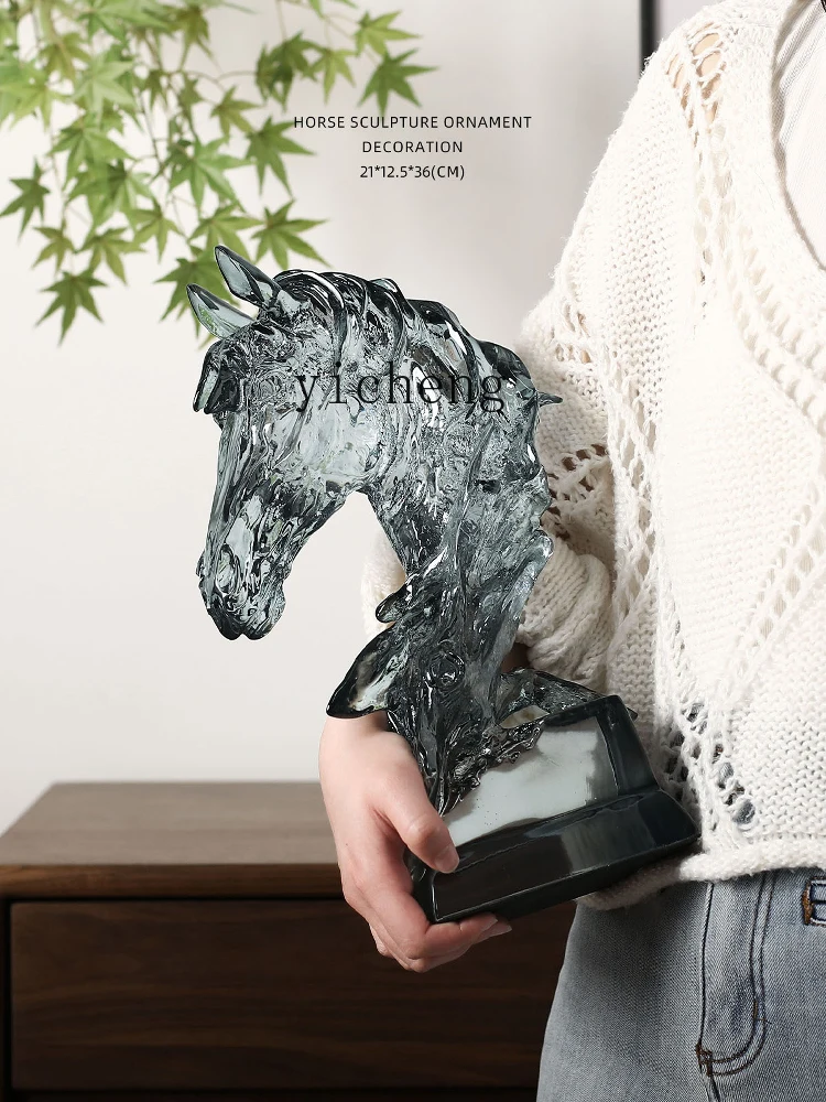 

TWR horse head sculpture ornament living room entrance decoration transparent