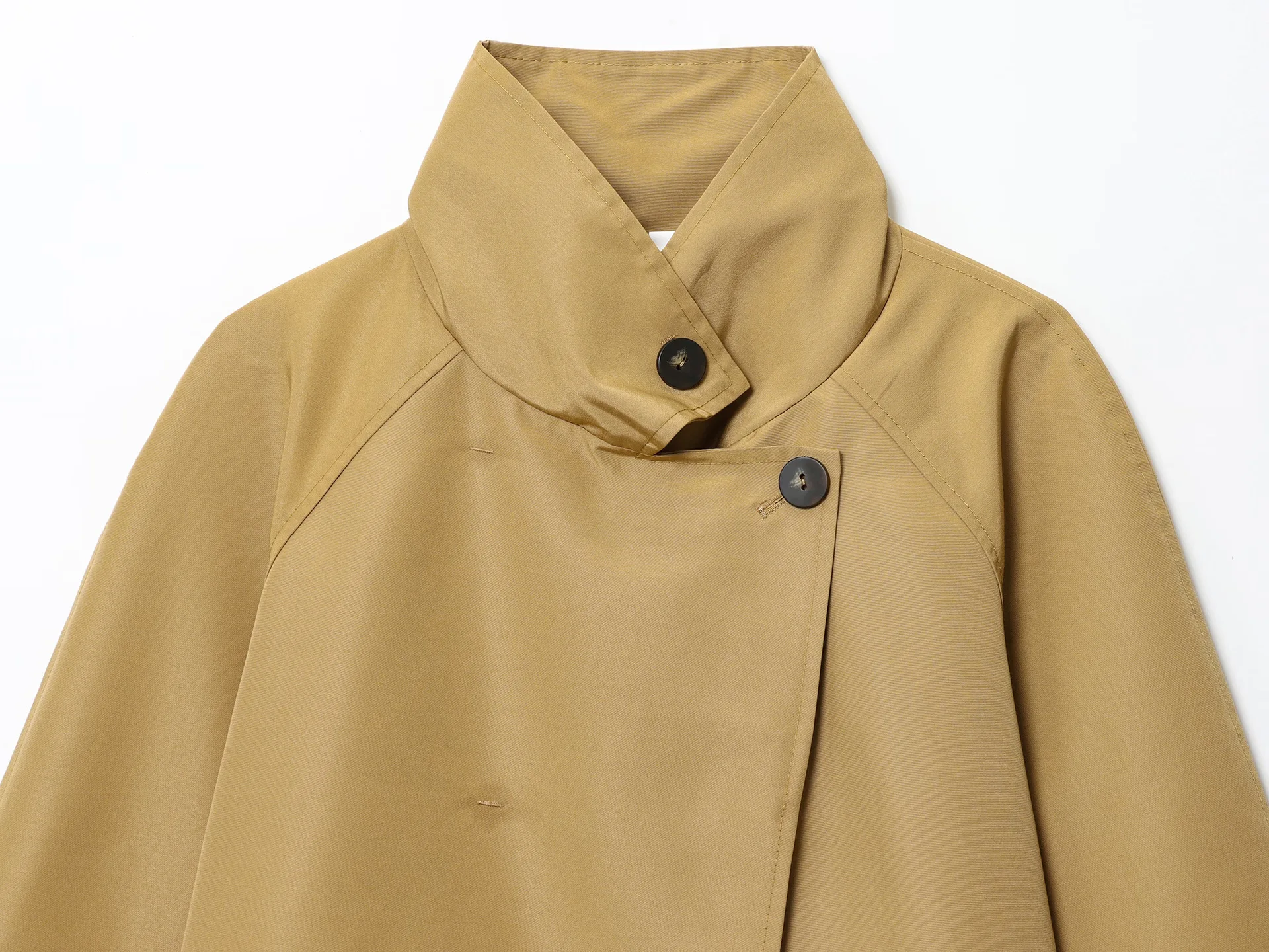 Nueva moda Otoño/Invierno Casual manga larga cuello alto un solo pecho Color sólido suelta ajuste gabardina prendas de vestir exteriores