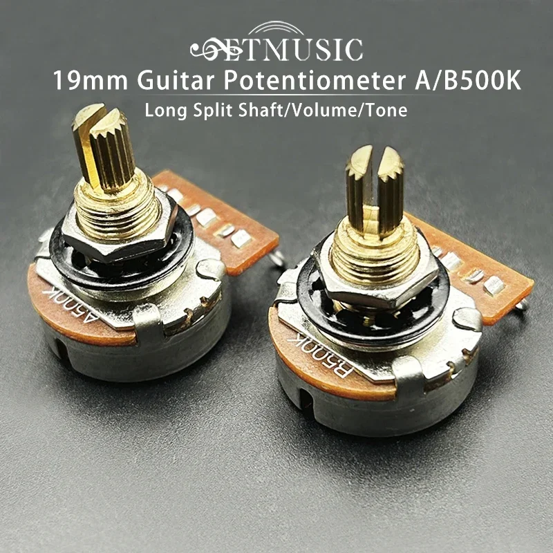 12Pcs Guitar Pots 19mm Long Split Shaft Guitar Potentiometer 250K or 500K Volume/Tone Potentiometer for Electric Guitar