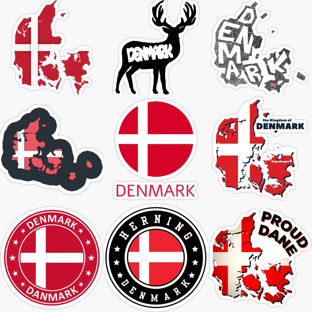 

Denmark Flag Map Emblem Creative Waterproof Sticker for Decorate Car Bicycle Van Helmet Bumper Window Wall Decal Accessorie