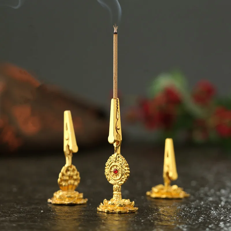 Gold-plated Lotus Base Coil Former Holder Gold Incense Burner Clip Rack Aroma Therapy Burner Ornament For