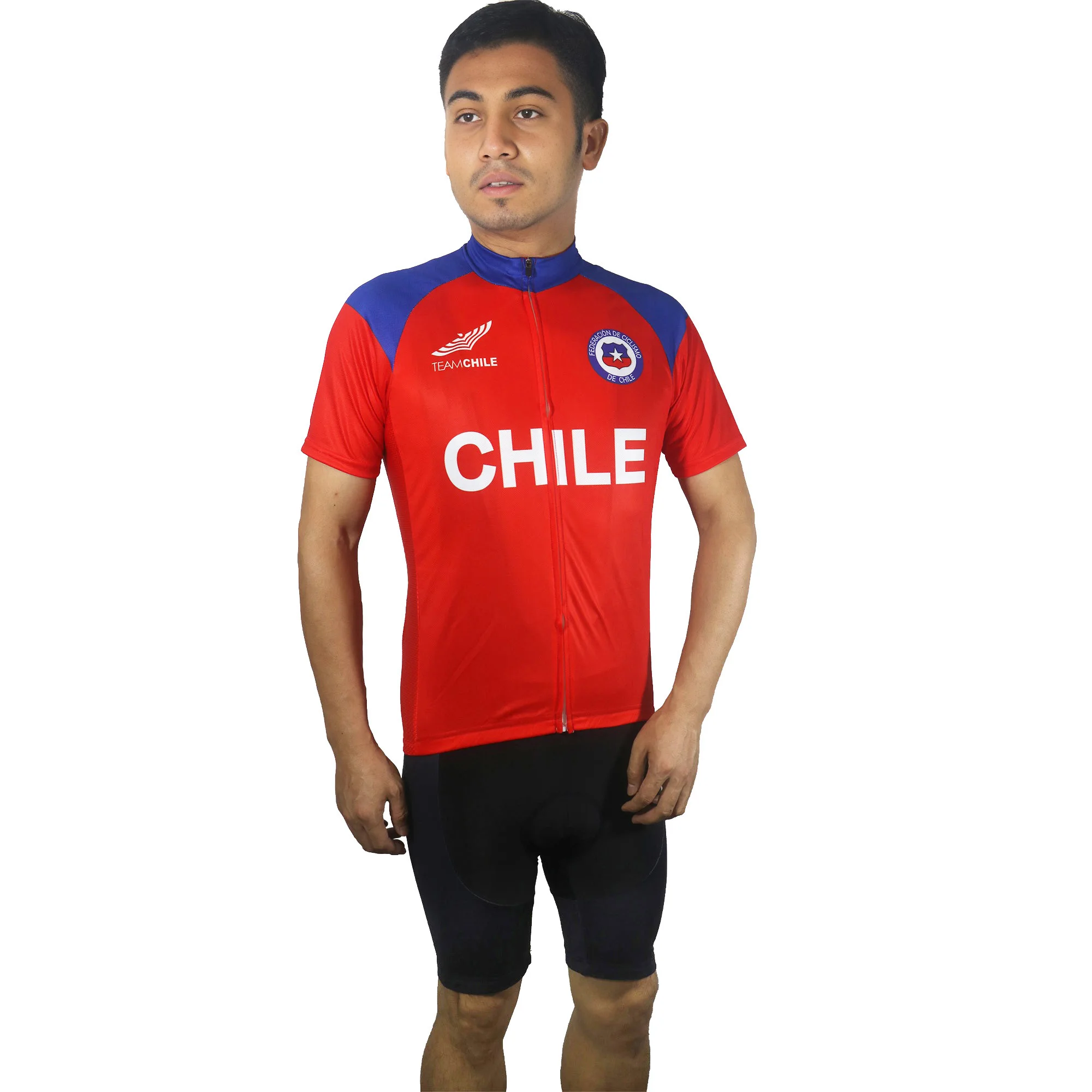 

Cycling Jersey for Men, Chile Bike Clothes, Short Sleeve, MTB Shirt, Red Shirt, Road Sweater, Downhill Wear, Bib Top