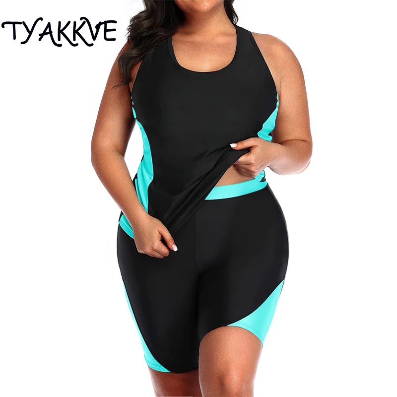 

TYAKKVE Sexy Swimsuit Women RashGuard Plus Size Swimwear 2024 Sports Vest Surfing Suits Tankini Swimming Wear Boyleg 4XL 2-piece