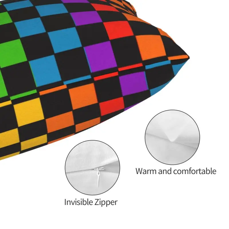 Custom Rainbow Checkerboard Checked Pattern Cushion Cover 75cm x 50cm Soft Throw Pillow Case for Bed Sofa Rectangle Pillowcase