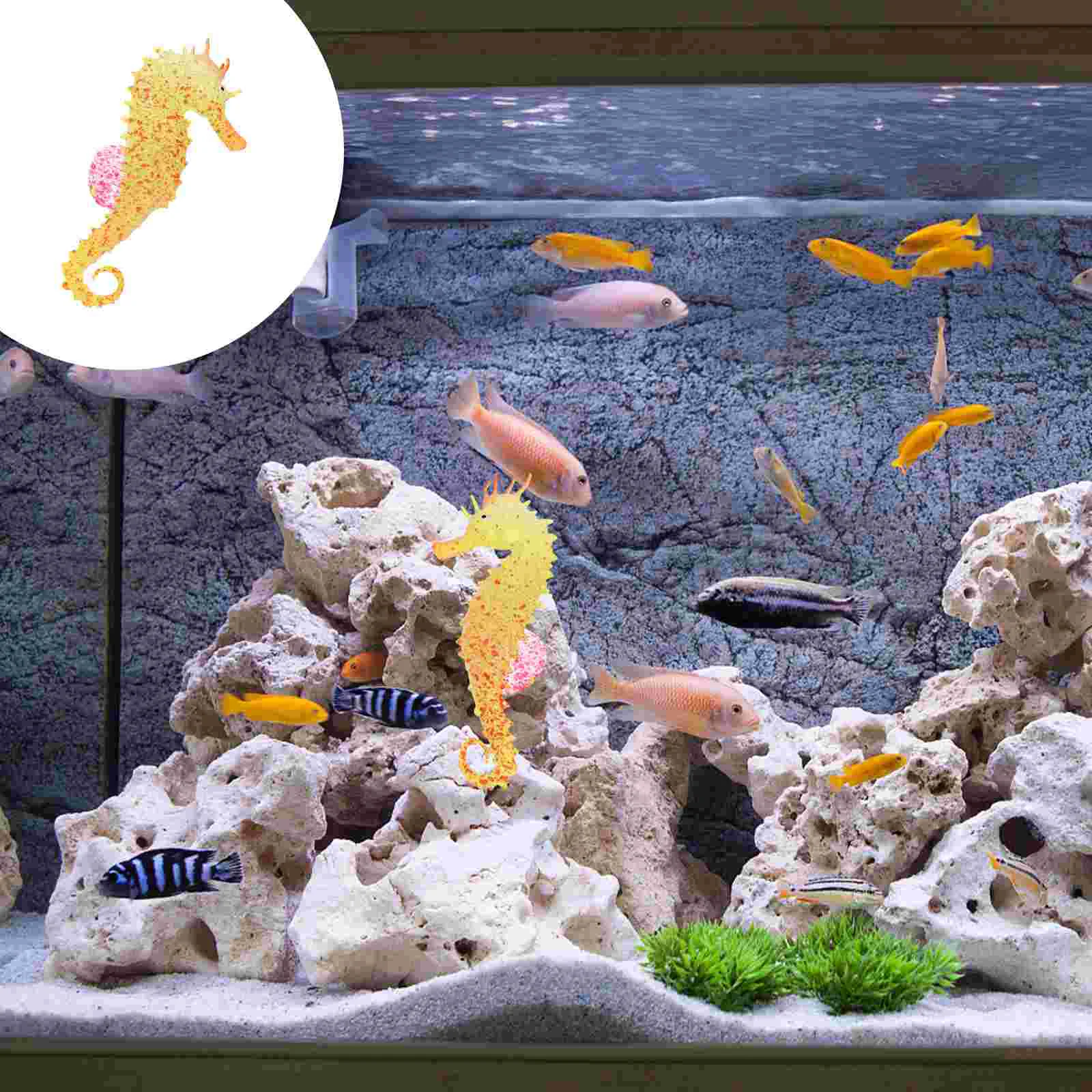 

2 PCS Simulation Hippocampus Fish Tank Ornament Craft Decoration Home Aquarium Supply Office Landscape Accessory Sea Horse