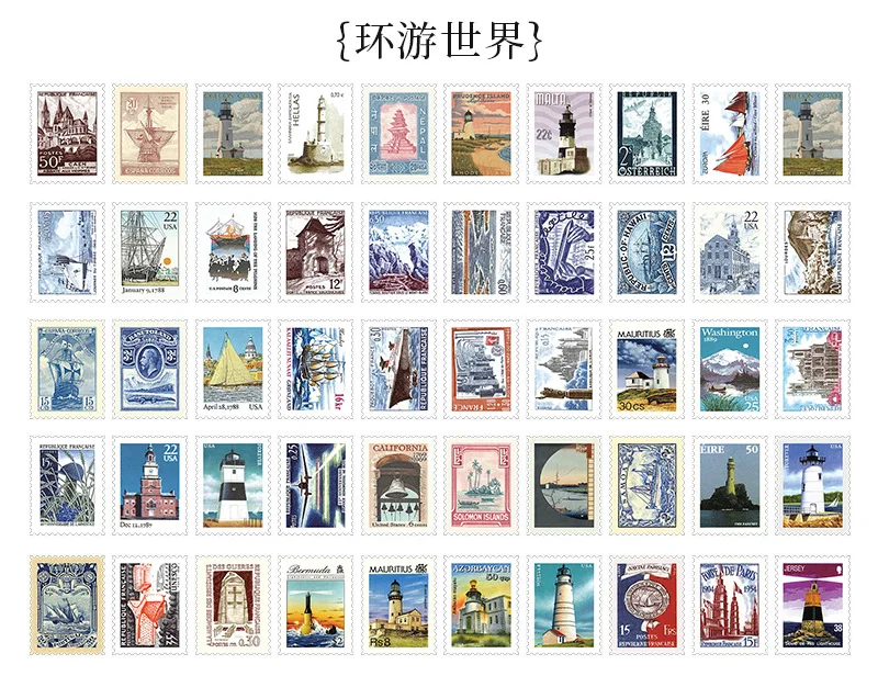 50 Blatt Philatelic Museum Series Briefmarken-Thema-Aufkleber, Scrapbooking-Material, handgefertigtes Tagebuch, Album, Junk Journal Supplies – Detail 5