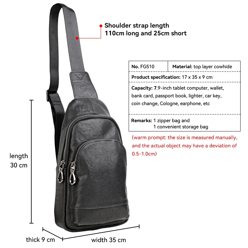 7.9 Polegada ipad messenger bags para o sexo masculino popular saco de peito de negócios de couro genuíno crossbody sling saco de armazenamento