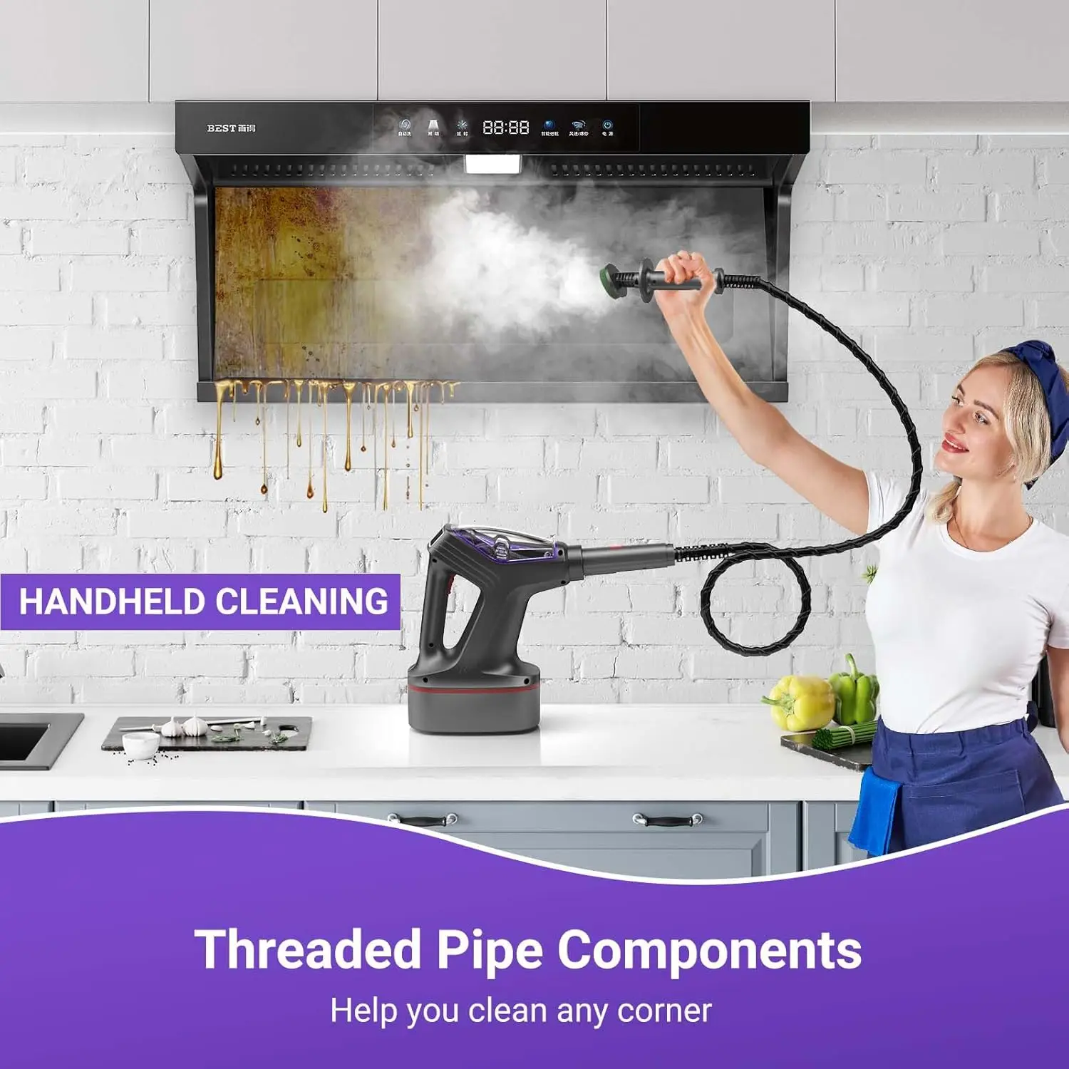 Mop for Floor Cleaning - 29 in 1 Heavy Duty Powerful Handheld Steam Cleaner Auto & Manual Steam for Hardwood Tile Laminate Marbl