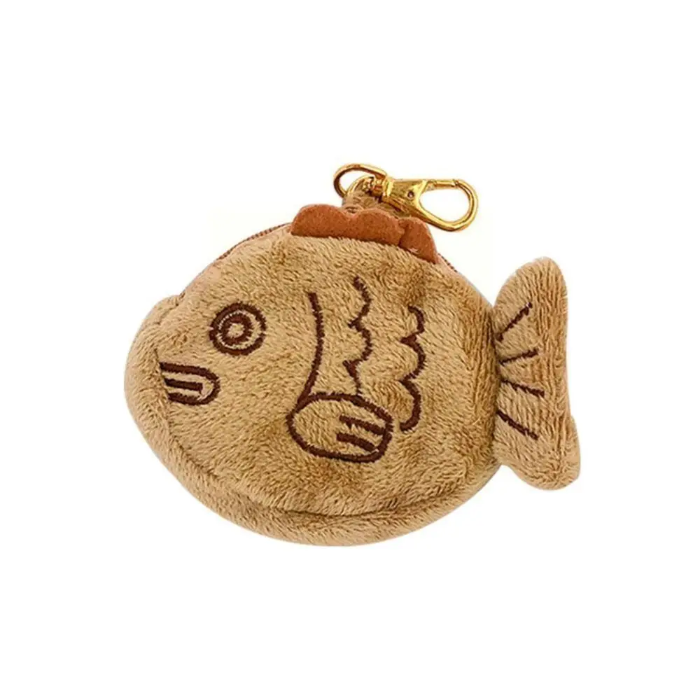 LLavero de felpa, bolso de lápiz labial, bolso escolar, colgante, billetera con cremallera, monedero pequeño de pez, monedero, llavero, monedero Taiyaki suave