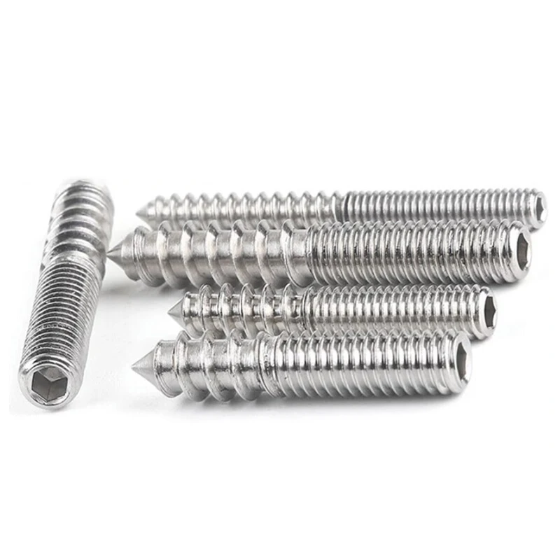 M4 M5 M6 M8 M10 M12 Double Head Hex Socket Pointed Tail Thread One End Self Tapping Screws Furniture Fixing Self Tapping Screws