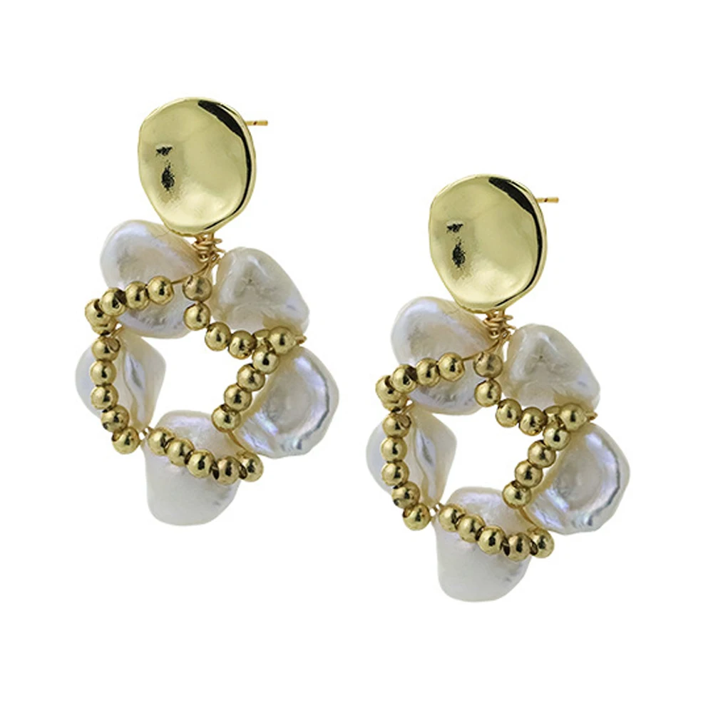 

Бусины из пресноводного жемчуга в стиле барокко, 4-лепестковые серьги-гвоздики с цветком для женщин, элегантные универсальные висячие серьги, очаровательные подарки, ювелирные изделия