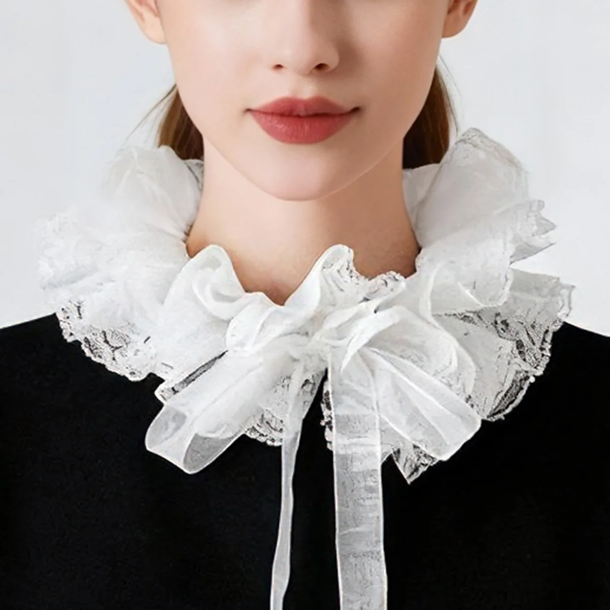 Miallo أنيقة Puffball المعاوضة وهمية طوق الرقبة راف انفصال تول كشكش طوق للنساء تأثيري حلي الملحقات #2