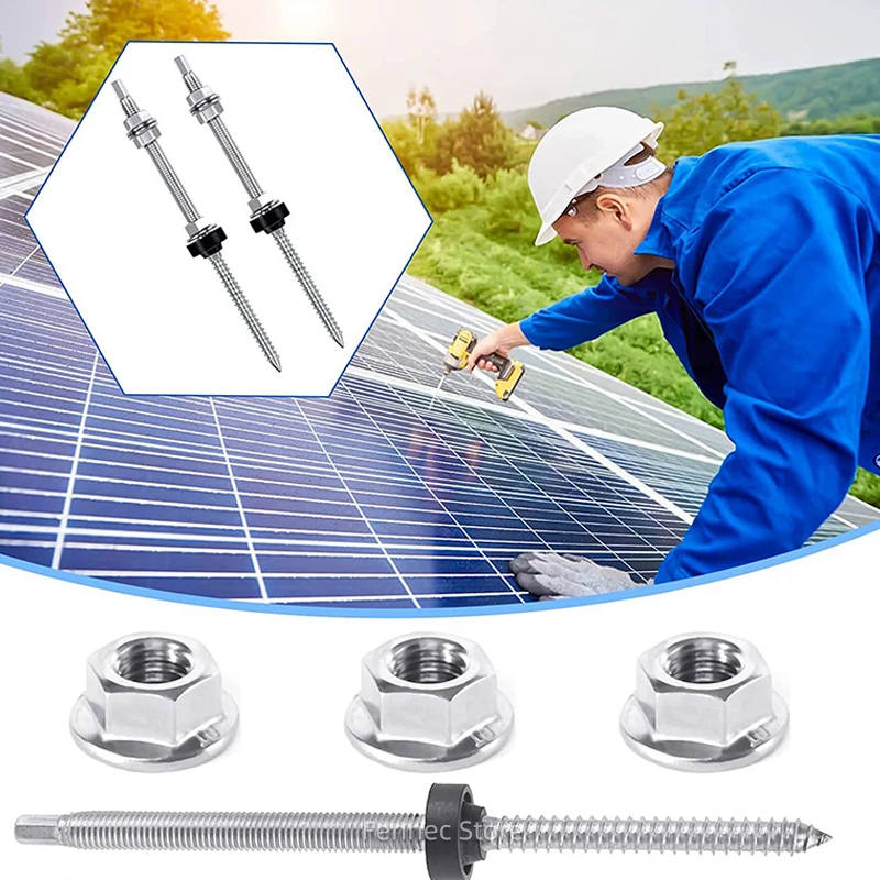 304 Stainless Steel Solar Mounting Hanger Bolts Photovoltaic Solar Panel Roof Mounting Screws M10 Solar Panel Accessories Kit