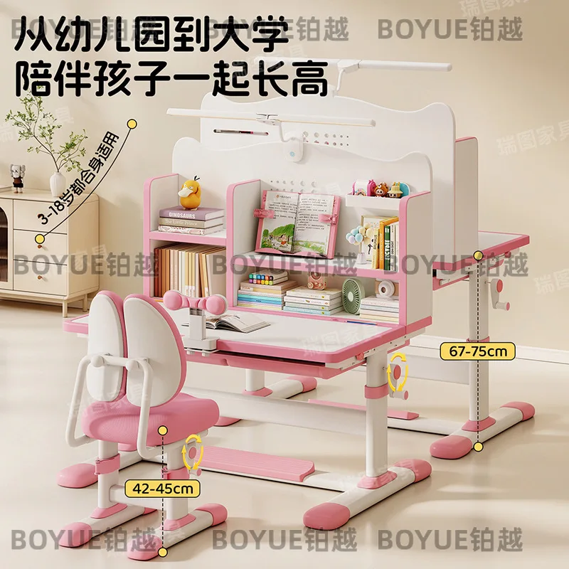 Children's study tables and chairs primary school students' home writing chairs correct sitting posture, desk chairs view 4