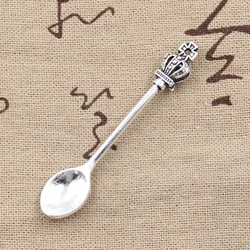 10pcs Charms Kitchen Spoon Crown 57x9mm Antique Bronze Silver Color Pendants Making DIY Handmade Tibetan Bronze Jewelry